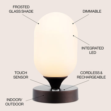 Eli 8" Bohemian Farmhouse Iron Rechargeable Integrated LED Table Lamp